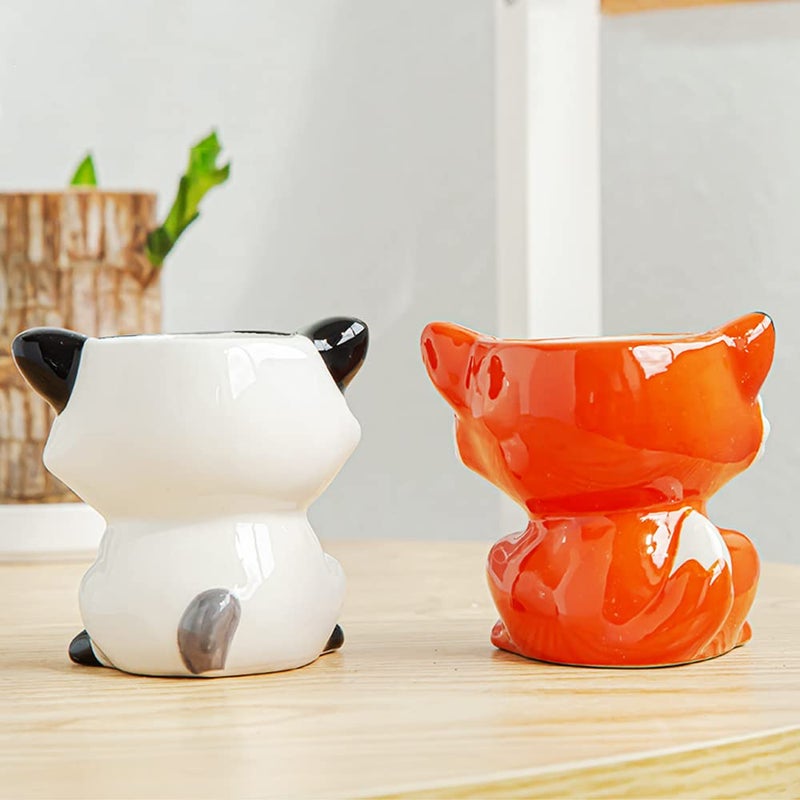 DIYOMR Cute Animal Ceramics Planter Small Succulent Pot Cartoon Shaped Plant Pot for Mini Plants Flower Cactus, Smooth Shiny Ceramic - Plants Not Included (Cow) - Image 3