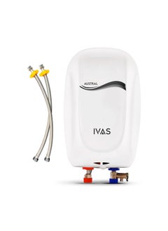 IVAS IVAS Austral 3L Instant Water Heater Powerful 3000 W Heating Element Rust Shock Proof ABS Plastic Body for High Safety 5 Year Warranty Stainless Steel Tank ISI Certified Free Flexi Pipes 