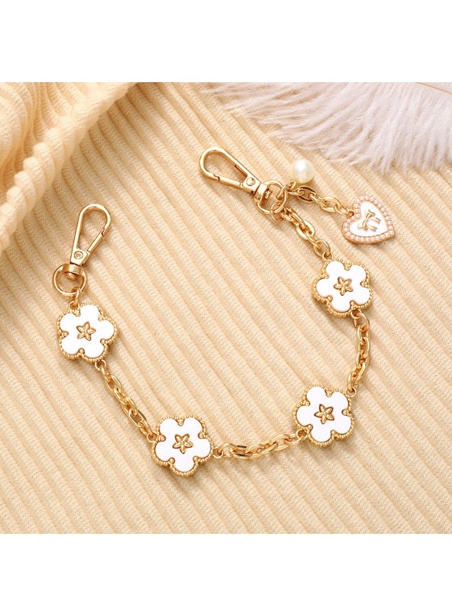 NIBEMINENT Phone Charm/ Chain Strap for Women Girls, Five Leaf Flower Chain Cell Phone Case Lanyard Wrist Strap