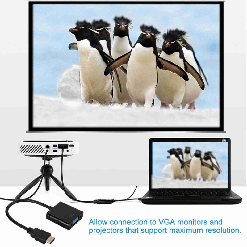 كابل محول HDMI إلى VGA: دقة عرض عالية 1080P/720P - محول طاقة قابل للشغل فور التوصيل لربط الكمبيوتر المحمول والشاشة والمشاعر والتلفيزيون - Image 1