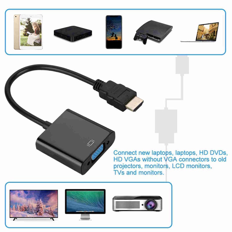 كابل محول HDMI إلى VGA: دقة عرض عالية 1080P/720P - محول طاقة قابل للشغل فور التوصيل لربط الكمبيوتر المحمول والشاشة والمشاعر والتلفيزيون - Image 3