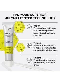 Bye Bye Under Eye Bags Treatment For Women & Men - Temporary Eye Bag Reducer & Under Eye Corrector Depuffs, Tightens, Smooths & Reduces Look Of Wrinkles & Fine Lines - 0.5 Fl. Oz
