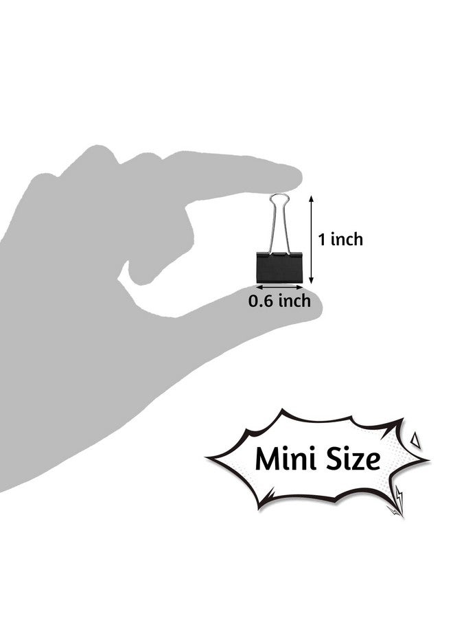 OWLKELA 120 Pack Mini Binder Clips, Black Binder Clips, Small Paper Clips 15Mm 5/8 Inch. Micro Size Office Clips For Home School Office And Business. - Image 2