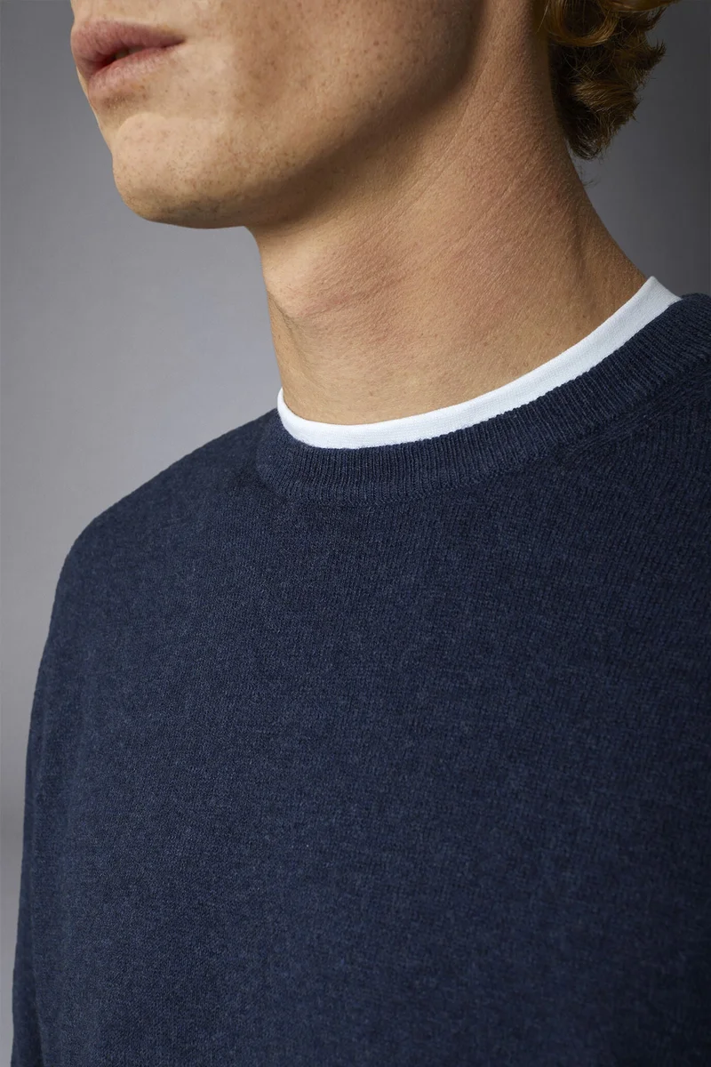 Doppelganger Grey Men's roundneck wool and cotton sweater - Space for Men | Best Price UAE