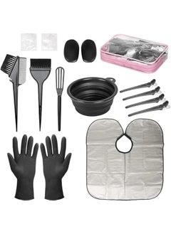 HOOKOR Pieces Hair Dye Coloring Kit- Hair Tinting Bowl, Hair agitator, Dye Brush, Ear Cover, Hairpin, Hair Coloring Cape For Hair Dye Tools  - Image 1
