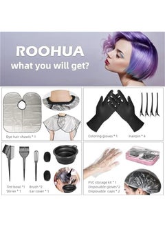HOOKOR Pieces Hair Dye Coloring Kit- Hair Tinting Bowl, Hair agitator, Dye Brush, Ear Cover, Hairpin, Hair Coloring Cape For Hair Dye Tools  - Image 2