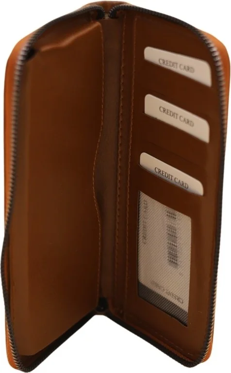 ام كي ام Zippered Men's Wallet - Pattern-01 - Brown -75