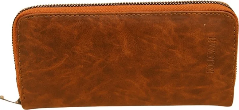 ام كي ام Zippered Men's Wallet - Pattern-01 - Brown -75