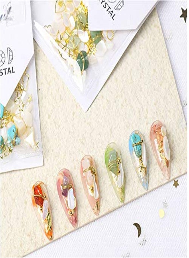 XICHEN Big Mix Sizes Nail Art Decoration Stone Nail Art Jewelry Crystal Stone Nail Decoration Stone 3D Nail Art Shell Piece -with Professional Tweezers (Agate Red) - Image 3