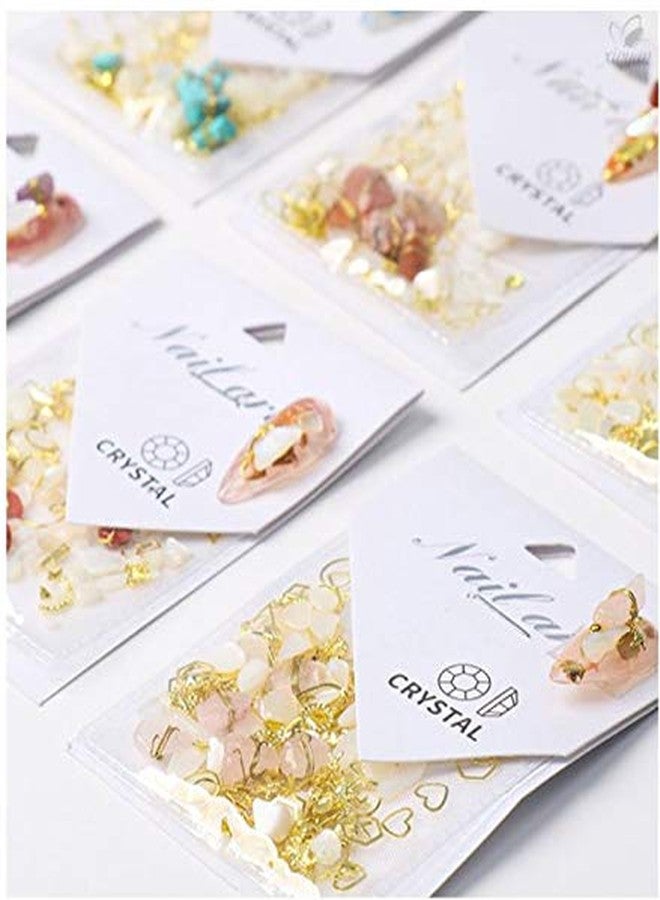 XICHEN Big Mix Sizes Nail Art Decoration Stone Nail Art Jewelry Crystal Stone Nail Decoration Stone 3D Nail Art Shell Piece -with Professional Tweezers (Agate Red) - Image 5