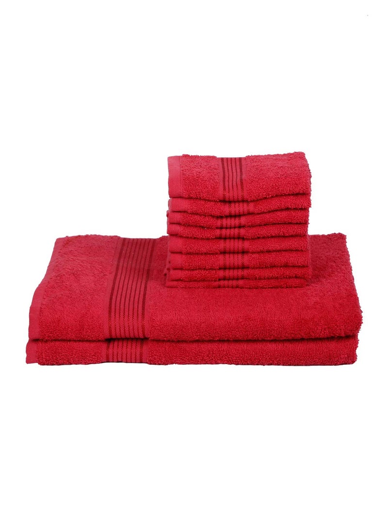 KOPA [10pc] Quick Dry 100% Cotton Soft Terry Towel -2pc Bath, 8pc Face (d'ross) | Quick Dry 100% Cotton | Super Absorbent, Lightweight, Odour Free - for Men, Women, Kids Solid-red - Image 3