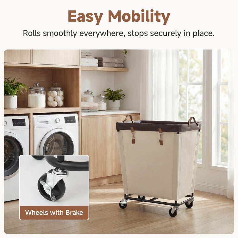 StorageWorks 210L Laundry Basket with Wheels, Extra Large Rolling Hampers for Clothing Organizer, Dirty Clothes Basket for Hotel, Home, Closet, Dorm, Beige - Image 4