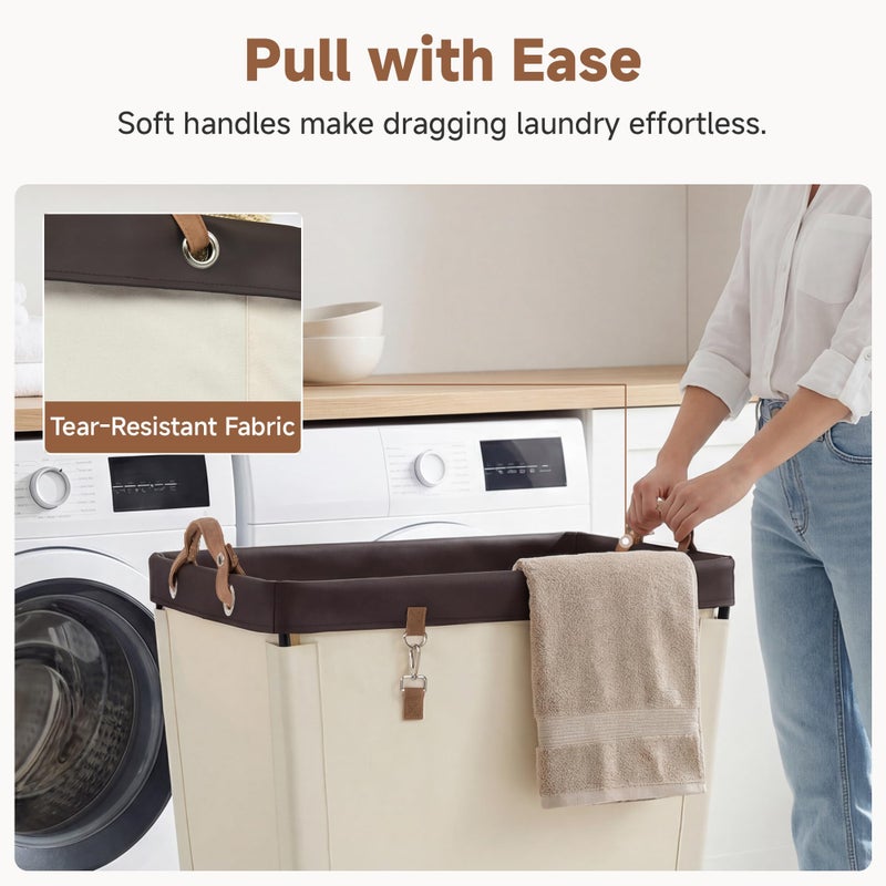 StorageWorks 210L Laundry Basket with Wheels, Extra Large Rolling Hampers for Clothing Organizer, Dirty Clothes Basket for Hotel, Home, Closet, Dorm, Beige - Image 5