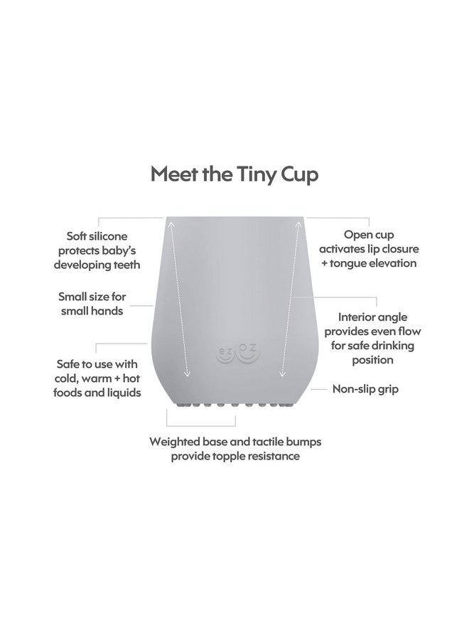 ezpz ezpz First Food Set - 100% Food Grade Silicone Suction Bowl with Built-in Placemat, Training Cup & Spoon - Designed by a Pediatric Feeding Specialist - Promotes Self Feeding - 6 Months+ (Pewter)  - Image 2