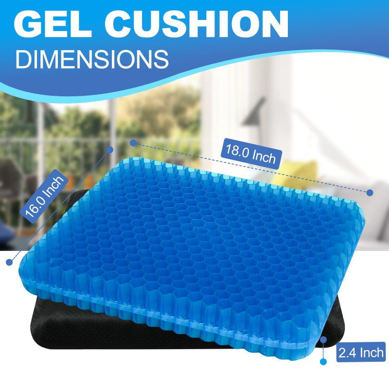 LYUANEC Gel Seat Cushion for Long Sitting - 18" x 16" x 2.4" (Extra Thickï¼†Soft) Gel Cushion for People Over 200 lbs, Pressure Relief Cushion for Office Chair, Egg Cushions for Wheelchair, Gel Pad for Car - Image 2