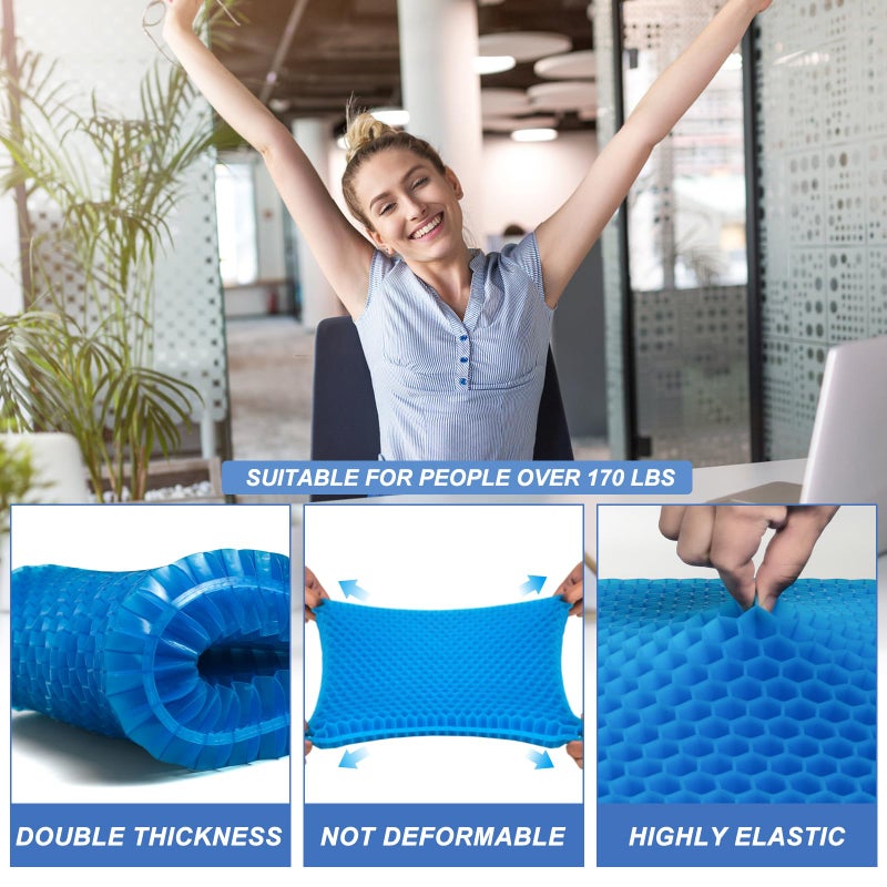 LYUANEC Gel Seat Cushion for Long Sitting - 18" x 16" x 2.4" (Extra Thickï¼†Soft) Gel Cushion for People Over 200 lbs, Pressure Relief Cushion for Office Chair, Egg Cushions for Wheelchair, Gel Pad for Car - Image 4