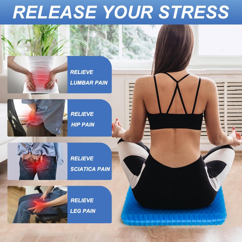 LYUANEC Gel Seat Cushion for Long Sitting - 18" x 16" x 2.4" (Extra Thickï¼†Soft) Gel Cushion for People Over 200 lbs, Pressure Relief Cushion for Office Chair, Egg Cushions for Wheelchair, Gel Pad for Car - Image 3