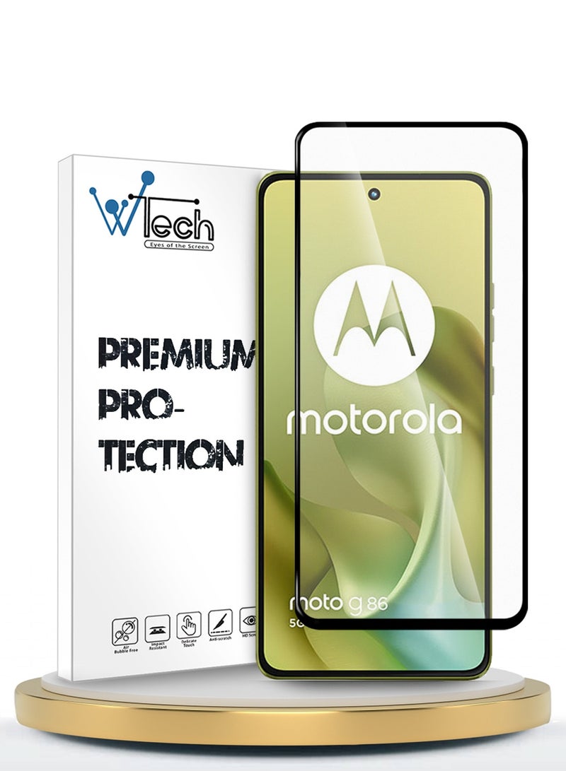 دبليو تيك حامية شاشة كاملة الغراء ومحكمة مع زجاج مقسى لموتورولا موتو G86 5G 2025 سلسلة Premium E2E (MSGECN) - شفاف/أسود - Image 1