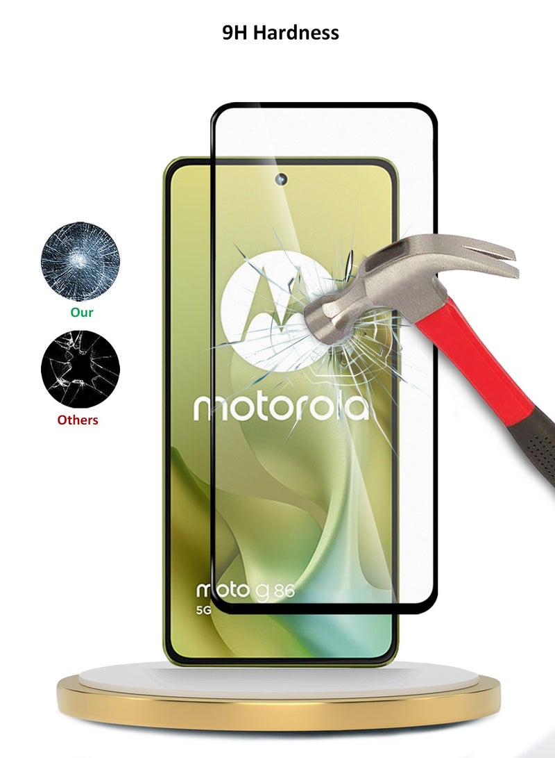 دبليو تيك حامية شاشة كاملة الغراء ومحكمة مع زجاج مقسى لموتورولا موتو G86 5G 2025 سلسلة Premium E2E (MSGECN) - شفاف/أسود - Image 3