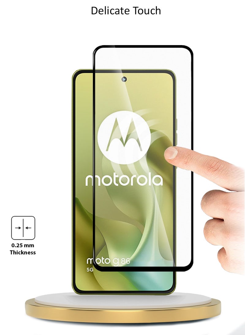 دبليو تيك حامية شاشة كاملة الغراء ومحكمة مع زجاج مقسى لموتورولا موتو G86 5G 2025 سلسلة Premium E2E (MSGECN) - شفاف/أسود - Image 4