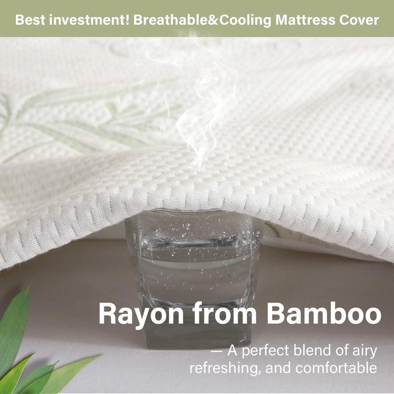Softhour California King Waterproof Mattress Protector  Rayon Made from Bamboo Mattress Pad Cover New Pattern  Soft Breathable Cooling Mattress Cover  Deep Pocket up to 21  Tightly Fitted Mattress Protection  - Image 4