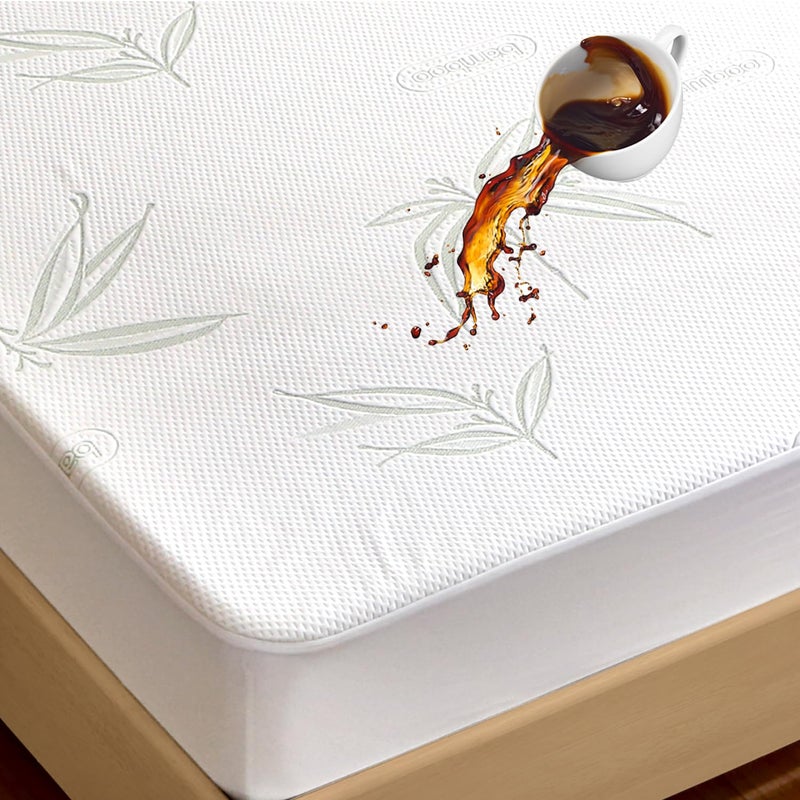 Softhour California King Waterproof Mattress Protector  Rayon Made from Bamboo Mattress Pad Cover New Pattern  Soft Breathable Cooling Mattress Cover  Deep Pocket up to 21  Tightly Fitted Mattress Protection  - Image 1
