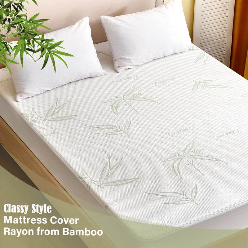 Softhour California King Waterproof Mattress Protector  Rayon Made from Bamboo Mattress Pad Cover New Pattern  Soft Breathable Cooling Mattress Cover  Deep Pocket up to 21  Tightly Fitted Mattress Protection  - Image 5