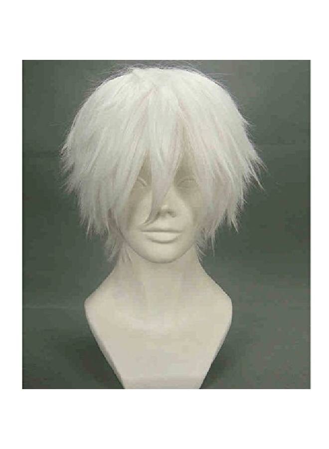 mainlead Silver White Men's Short Straight Costume Party Cosplay Wig+Hair Cap - Image 3