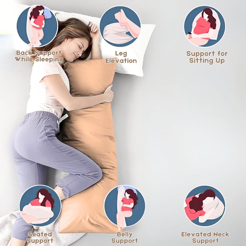 OSBED Soft & Comfy Long Body Pillow for Side Sleepers - 50 x 140cm, Beige - Image 5