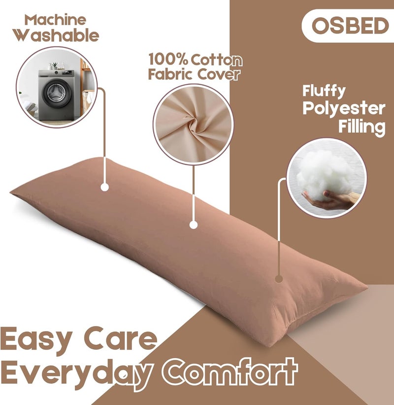 OSBED Soft & Comfy Long Body Pillow for Side Sleepers - 50 x 140cm, Beige - Image 3