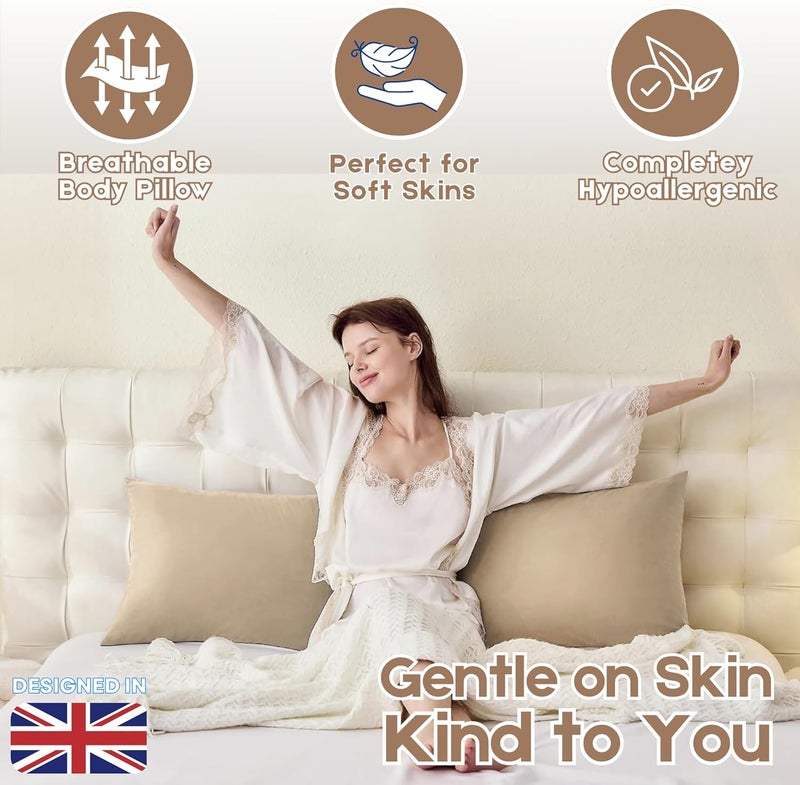 OSBED Soft & Comfy Long Body Pillow for Side Sleepers - 50 x 140cm, Beige - Image 4
