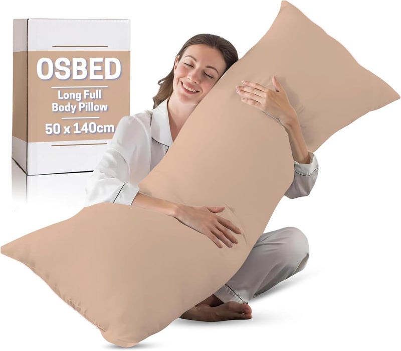 OSBED Soft & Comfy Long Body Pillow for Side Sleepers - 50 x 140cm, Beige - Image 1