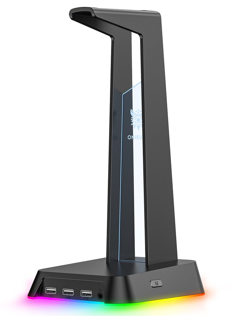 أونيكوما حامل سماعات ONKUMA RGB مع 3 منافذ USB 2.0 ومنفذ 3.5 مم - Image 1