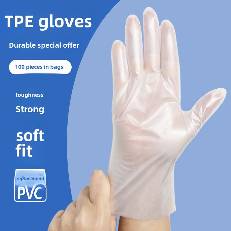 Durable Disposable Gloves, Thickened TPE, Food Safe, Kitchen Cleaning 100 food grade TPE gloves 