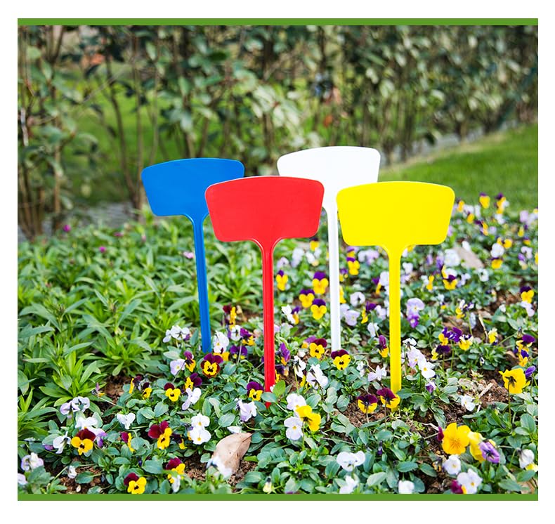 GREWERY 50 Pieces Plant Tags Name Stick with Long Spike, Inclined Writing Surface for Better Reading, Polypropylene Plastic, UV Stabilized, Weather Resistant (Yellow, 40 cm) - Image 1
