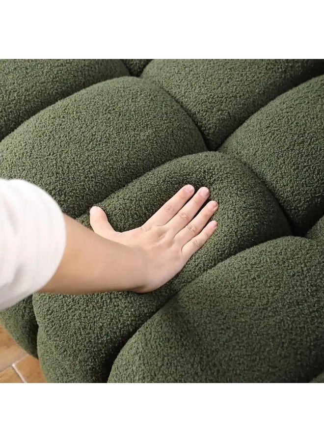 Generic Square Double Sofa Cozy Sherpa Comfort Meets Sleek Design (Green, 3 Seater)  - Image 2
