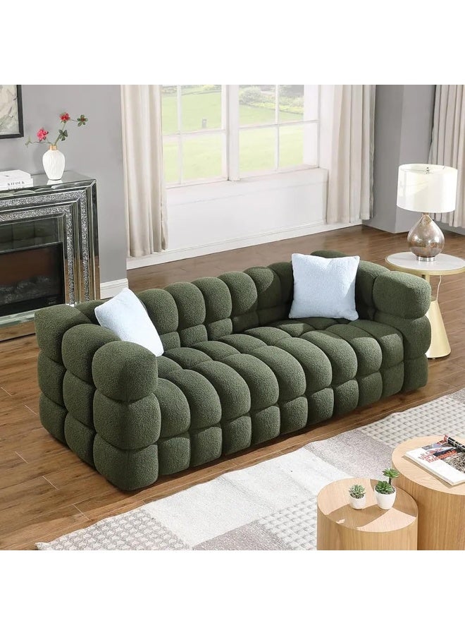 Generic Square Double Sofa Cozy Sherpa Comfort Meets Sleek Design (Green, 3 Seater)  - Image 1