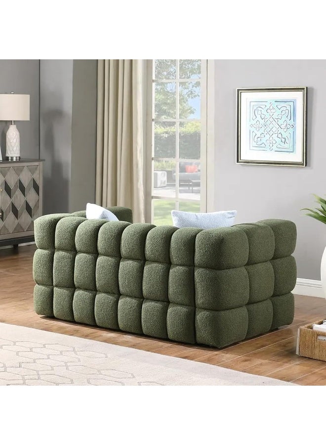 Generic Square Double Sofa Cozy Sherpa Comfort Meets Sleek Design (Green, 3 Seater)  - Image 3