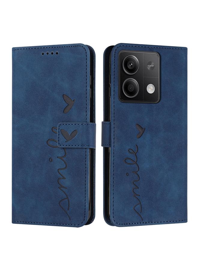 Case For Xiaomi Redmi Note 13 Skin Feel Heart Embossed Leather Phone Case with Long Lanyard
