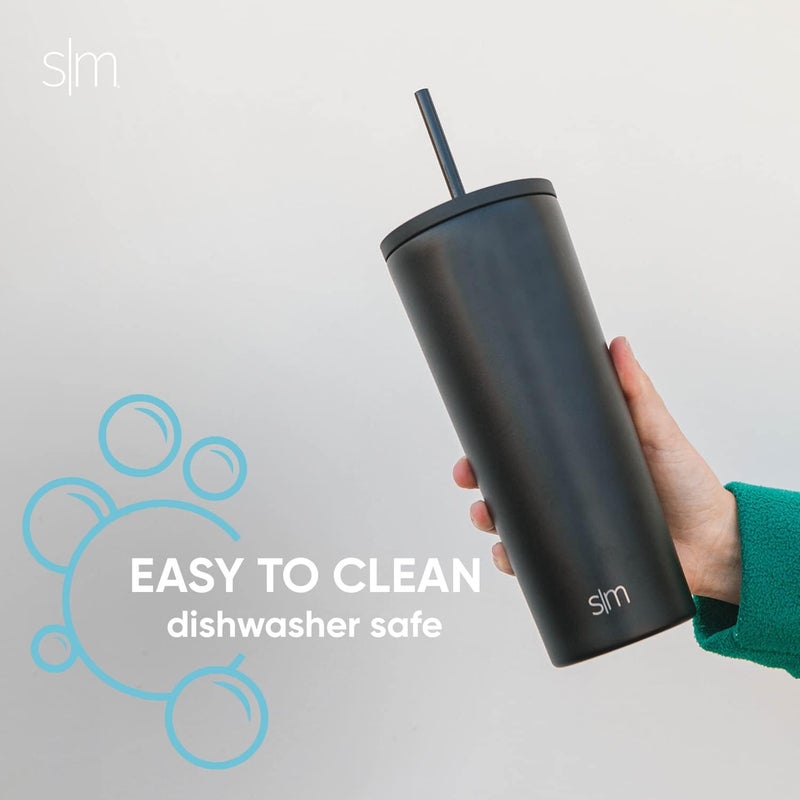 Simple Modern Insulated Tumbler with Lid and Straw | Iced Coffee Cup Reusable Stainless Steel Water Bottle Travel Mug | Gifts for Women Men Her Him | Classic Collection | 24oz | Winter White - Image 5
