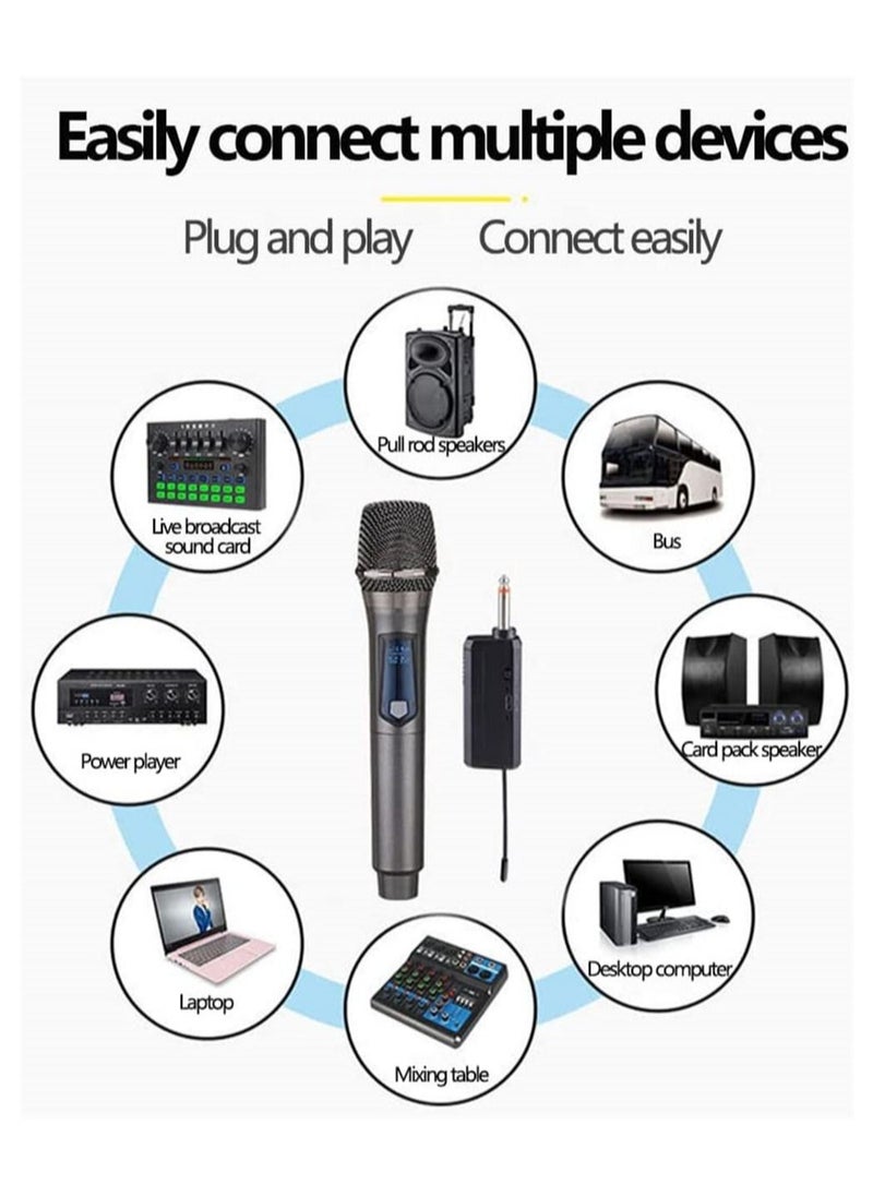 Y&D - Wireless Microphone, DMG UHF Handheld Dynamic Mic Karaoke System with Rechargeable Receiver, 164 ft Range, for Nights and House Parties, DJ, Meeting - Image 1
