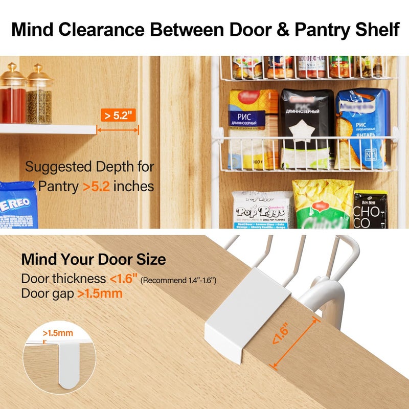 Delamu Over the Door Pantry Organizer, 6-Tier Pantry Organizers and Storage, Metal Cabinet Door Organizer, Hanging Spice Rack Shelves for Home & Kitchen, D5 x W18 x H50 inch, White - Image 2