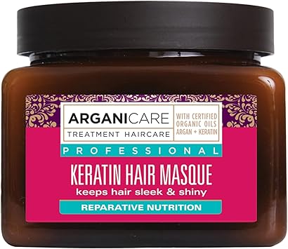 Arganicare Keratin Range REPAIR AND NUTRITIOUS MASK With Organic Keratin Nourishes Thickens Protects Fortifies Regenerates the internal fiber Dry and Damaged Hair 500mL - Image 1