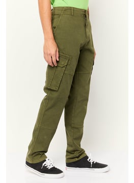 Threadbare Men Regular Fit Plain Cargo Pants, Olive  - Image 3
