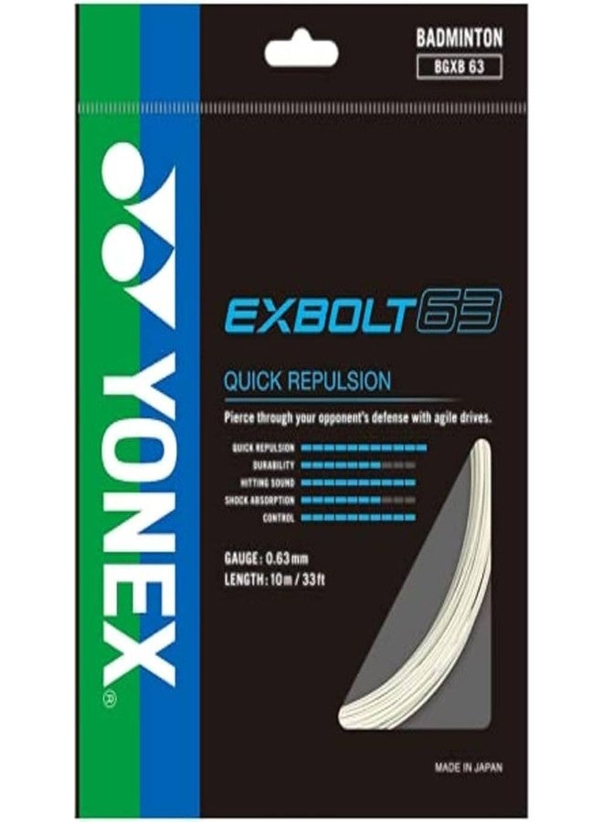 YONEX BG Exbolt 63 Badminton String | Ultra Repulsion Performance String | Sharp Control & High Hitting Sound | Professional Badminton String