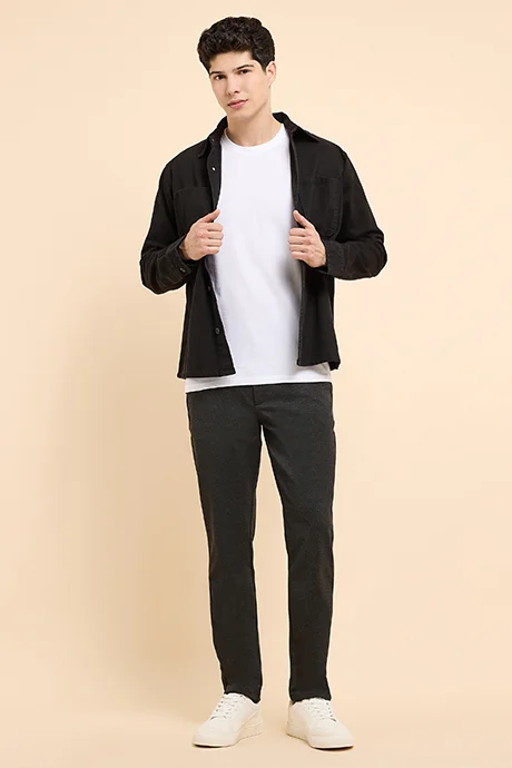أر أند بي Solid T-Shirt with Crew Neck and Short Sleeves