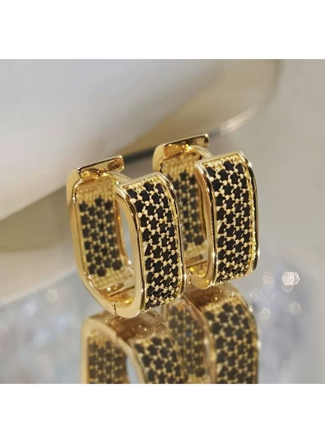 أوليس فيرس  ✨ اقراط مربع للمرأة مجموعة 2 أزواج أزواج  اقراط CZ مطلية بالذهب  هدية مجوهرات الموضة - Image 3