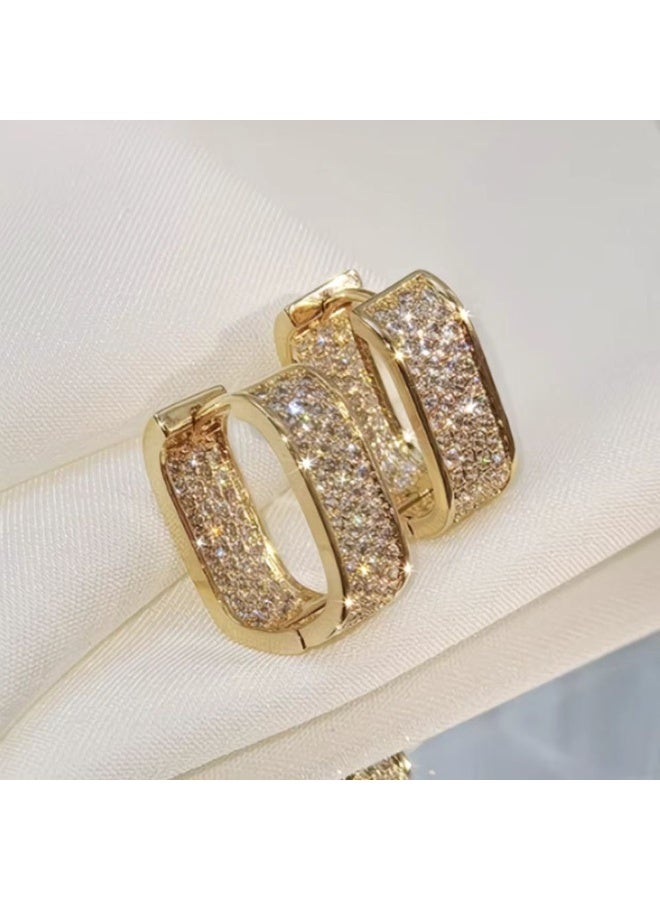 أوليس فيرس  ✨ اقراط مربع للمرأة مجموعة 2 أزواج أزواج  اقراط CZ مطلية بالذهب  هدية مجوهرات الموضة - Image 4