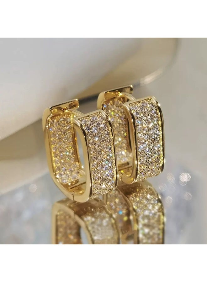 أوليس فيرس  ✨ اقراط مربع للمرأة مجموعة 2 أزواج أزواج  اقراط CZ مطلية بالذهب  هدية مجوهرات الموضة - Image 2