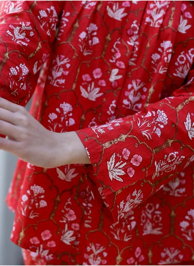 سانسكريتي هومز Sanskrutihomes Floral Printed Pure Cotton Shirt and Pyjama Set